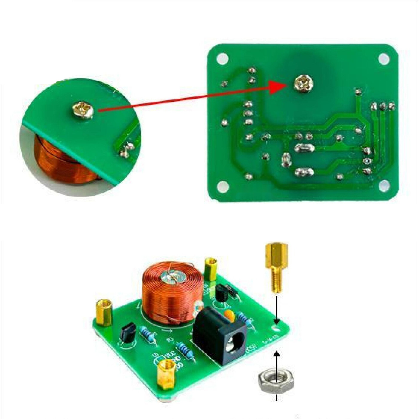 Bolt the coil down and fit the short standoffs